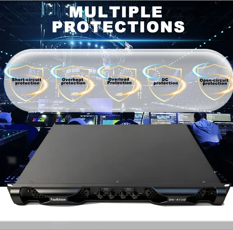 Paulkitson DN4100 4-Kanal Professioneller Digital-Leistungsverstärker Klasse-D 1U Rack-Mount-Verstärker 4Ω 4×2300W für Bühnenkonzerte und Live-Shows – Detail 6