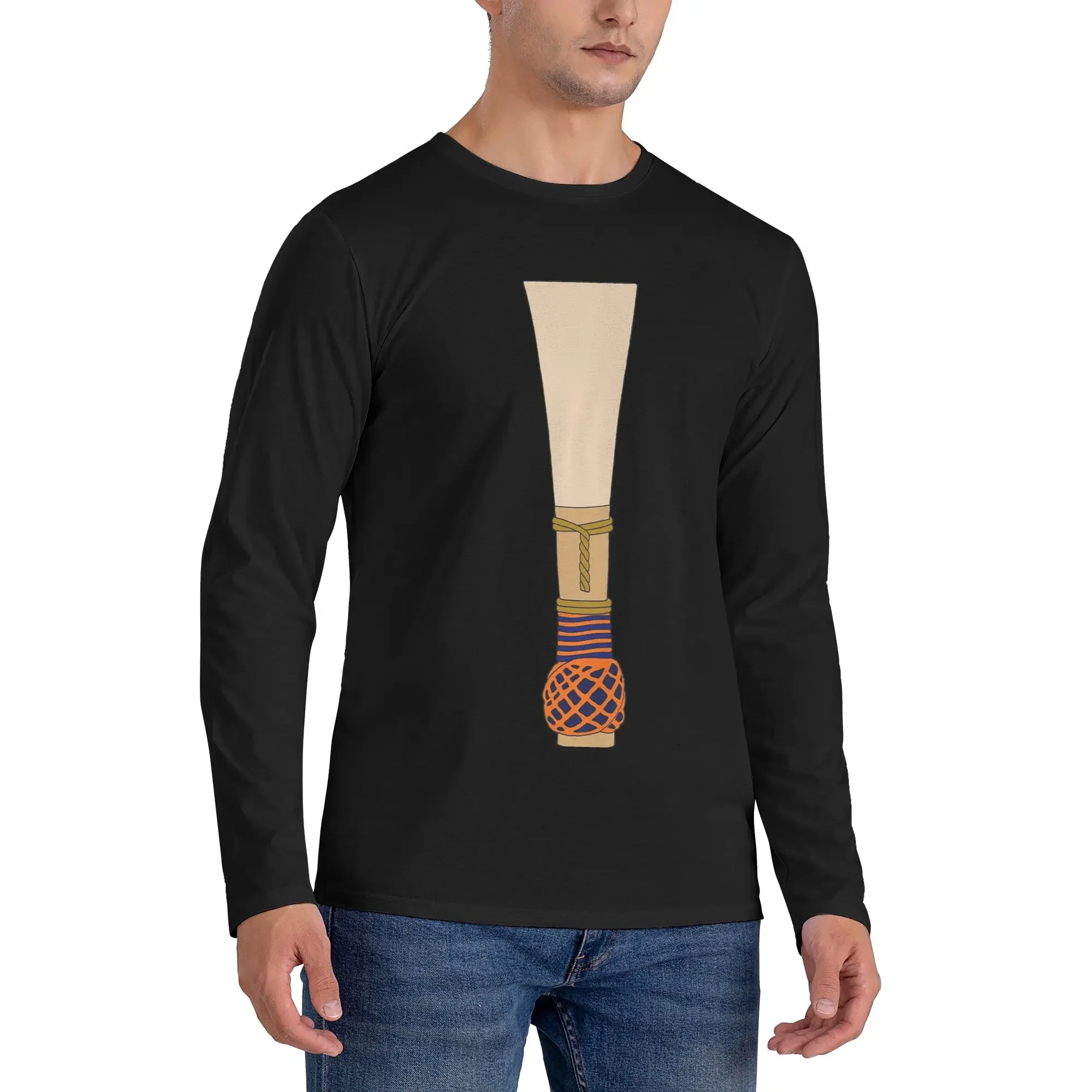 

Bassoon Reed (Orange and Blue) Men's Long Sleeved T-shirt Casual Round Neck T shirts Spring and Autumn Men tops