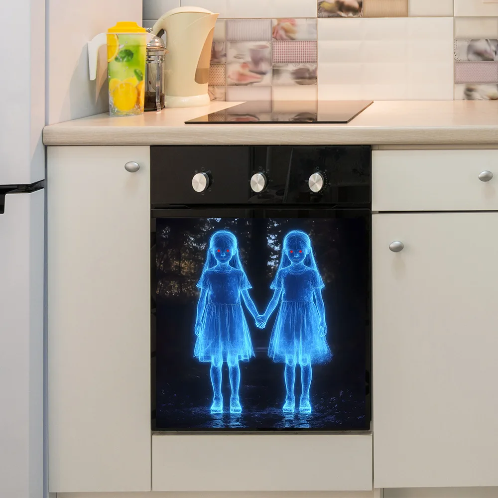 

Halloween Holding Hands Little Girl Glass Cabinet Kitchen Home Decoration Wall Stickers Decals