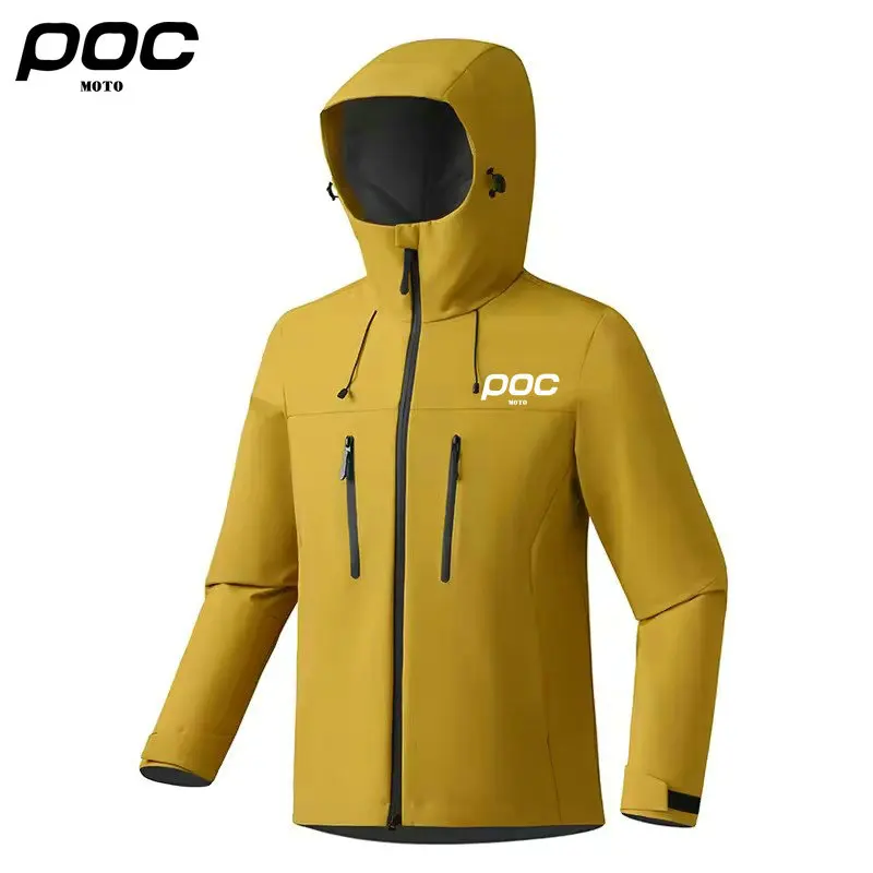 

2025 New Waterproof MOTO POC Hiking Jacket Hooded Windbreaker for Camping Trekking Outdoor Rain Coat Windproof Climbing Clothes