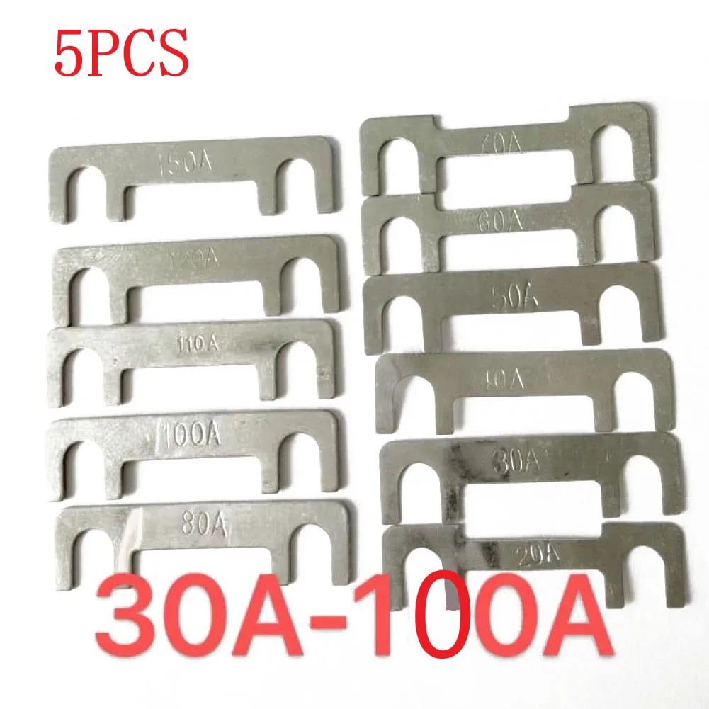 5pcs Auto Fuse Flat Plate Type 32V Fork Type Bolt Battery Fuse Car Modification Stand 30A 80A 100A 150A Car Fuse Flat Fork Bolt