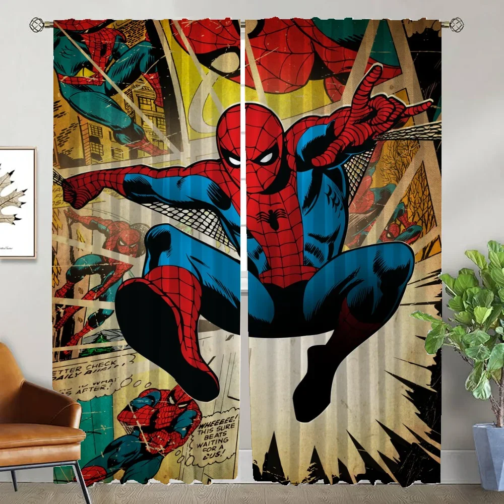 Tulle for Bedroom S-Spider-Mans Blackout Curtains for Camera Halloween Decoration Modern Living Room Curtains 2 Pieces Partition