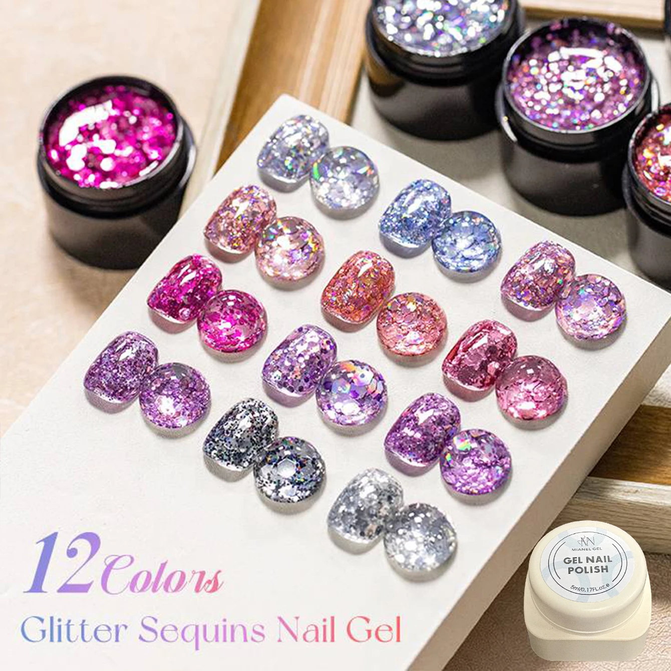 2026 New Autumn Pink Series Chunky Glitter Gel Nail Polish Dazzling Multicolored Sequins Ultra-Shiny LED Cured Gel Nail