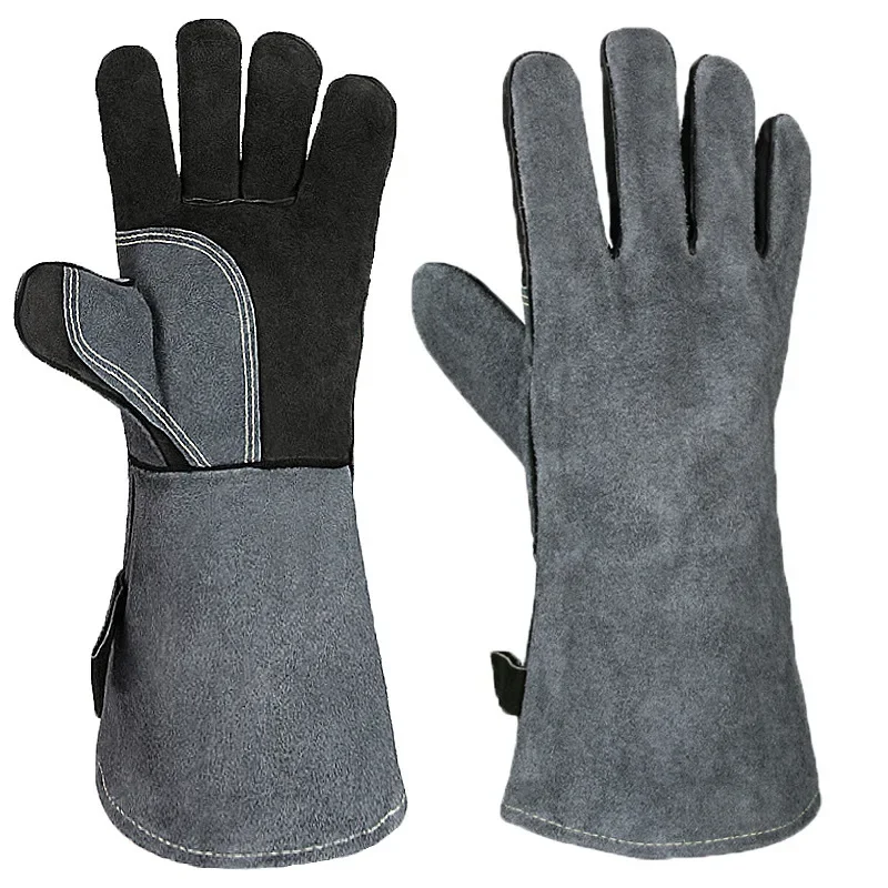 500℃ Heat Resistant Oven Gloves Mitts Baking BBQ Gloves For Grill Heat Insulation Leather Forging Welding Gloves