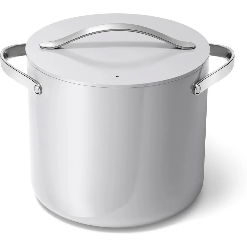 

Caraway Stock Pot - 12 Qt Ceramic Coated Pot With Lid - Fee From Forever Chemicals , Large Pot for Bigger Batches - Gray