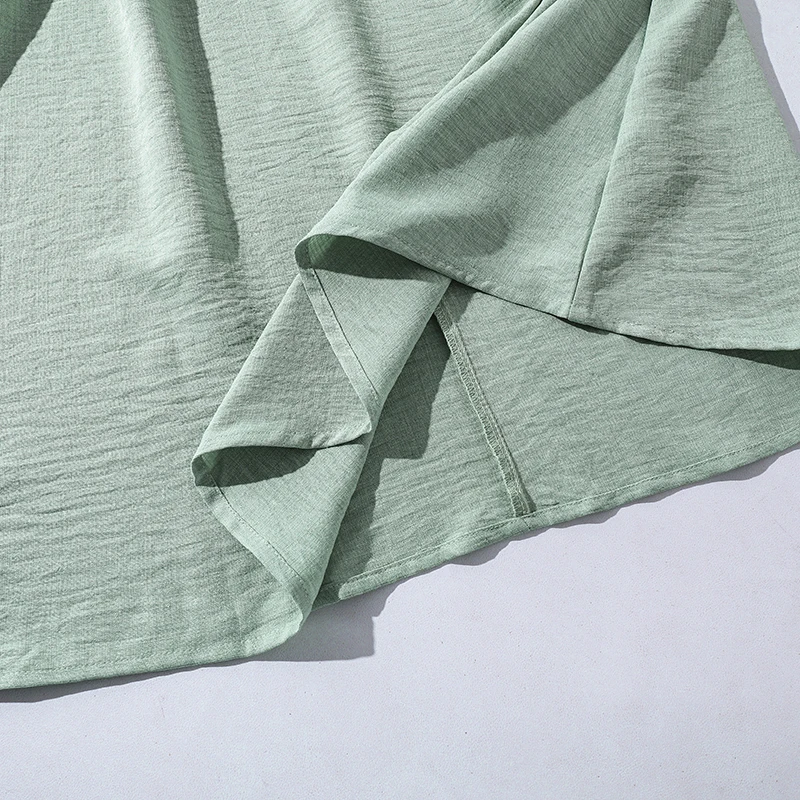 Frühlingskleid für Teenager-Mädchen, strukturiertes Midikleid, Schlüssellochverschluss hinten, elastische Taille, ausgestellter Saum, lange Ärmel, lässiges, einfarbiges Kinderkleid – Detail 9