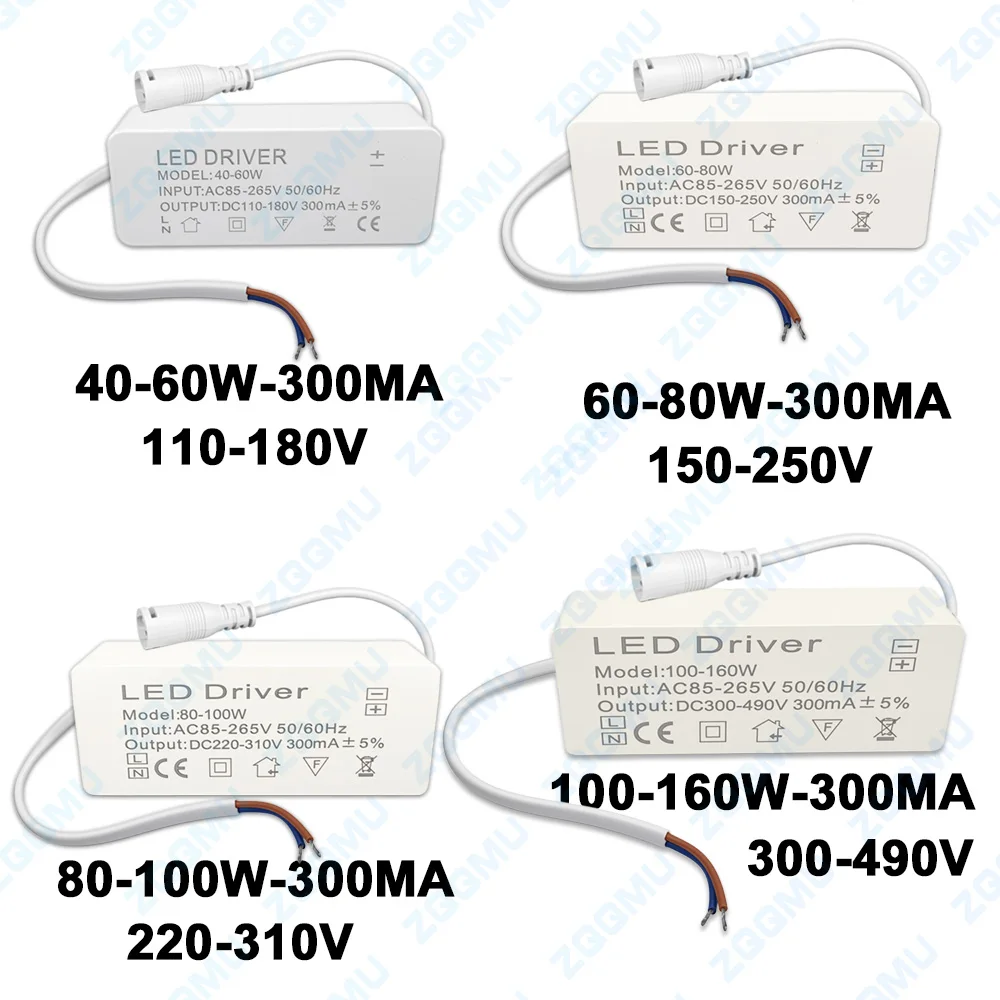 LED Driver AC85-265V 3-5W 4-7W 8-12W 12-18W 25-36W 30W 50W 40-60W 60-80W 80-100W 100-160W Panel Light Power Adapter Transformer