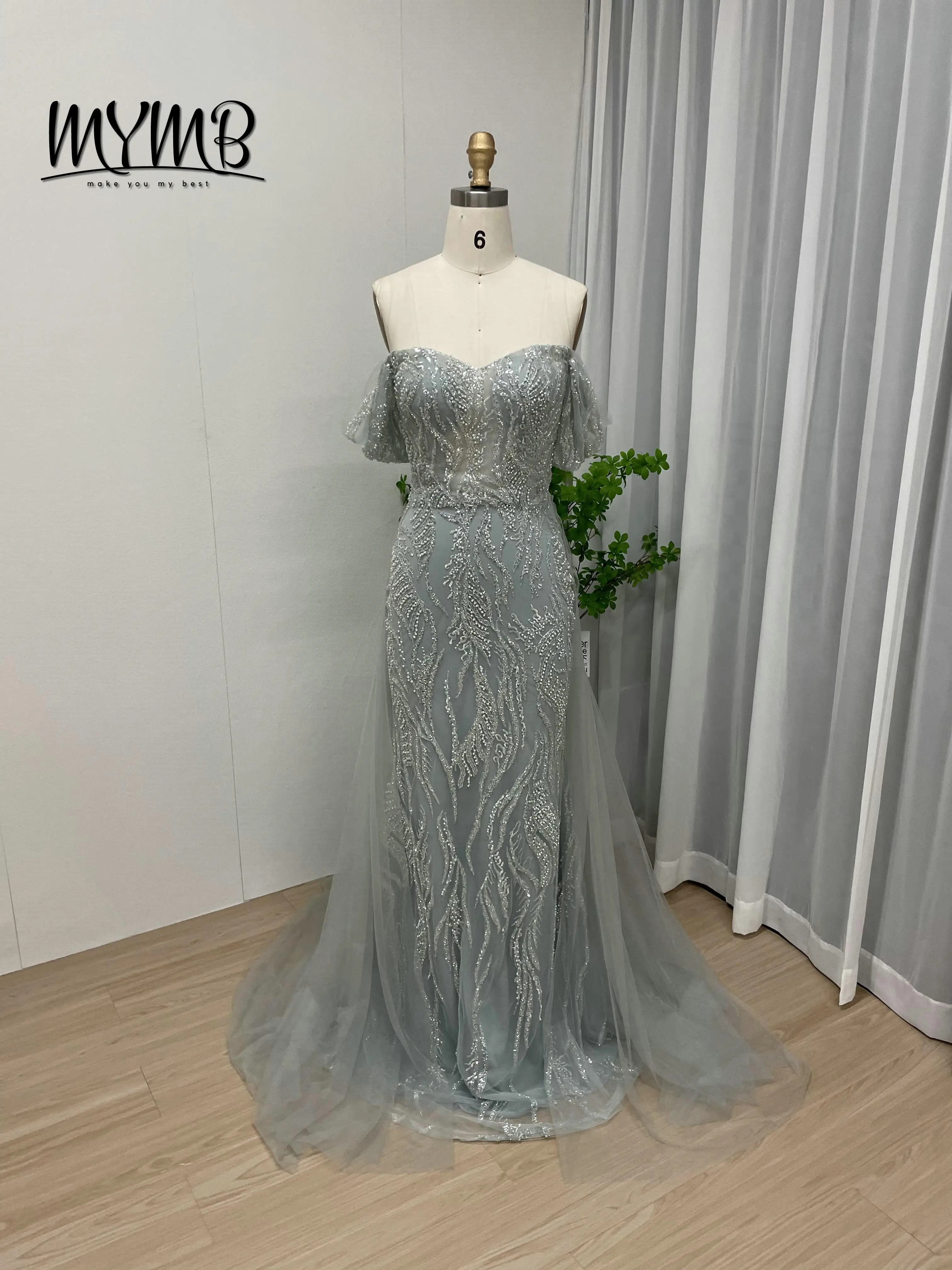 ชุดแต่งงานแบบถอดชายกระโปรงได้ ขายส่ง MYMB สินค้าขายดี สำหรับผู้หญิง ไซส์พลัส ประดับเลื่อมวิบวับ หรูหรา สำหรับสาวๆ รุ่น MY20005