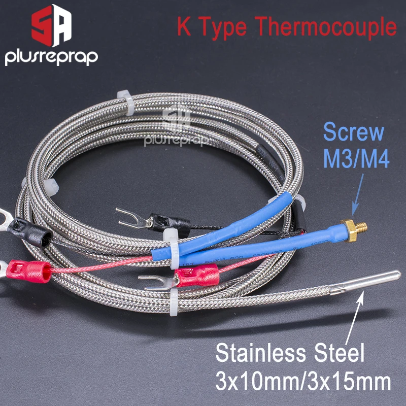 K Type Thermocouple Sensors 3x10mm or 3x15mm for 3D Printer Extrusion Print Head Temperature Parts 3D Printer Parts