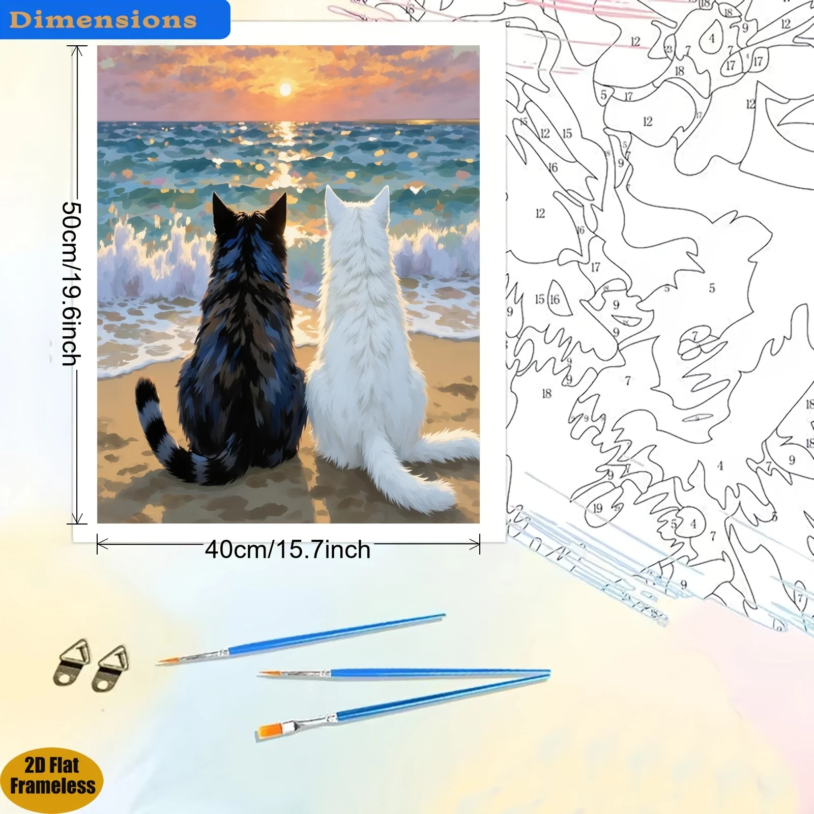 [2D Flat Frameless] [Professional Art Use] 1pc Adult Number Painting Kit 