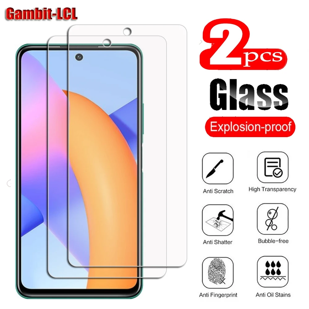 2Pcs Original Protective Tempered Glass For Huawei P Smart 2021 Honor 10X Lite Y7A 6.67