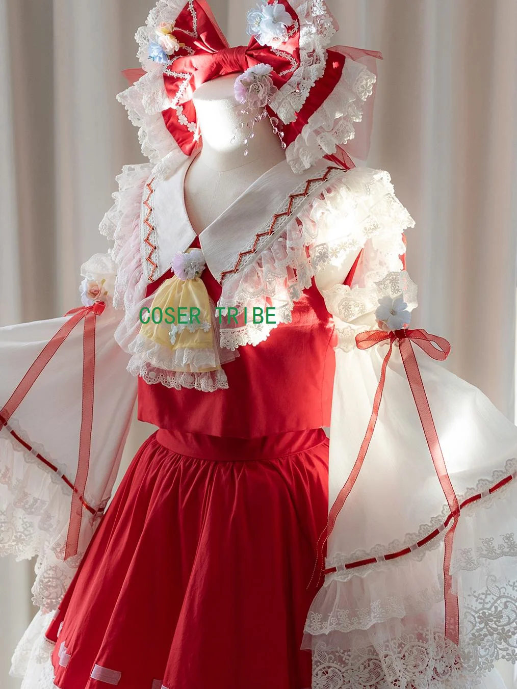 COSER TRIBE Touhou Project Hakurei Reimu Dress Cosplay Costume Cos Game Anime Party Uniform Hallowen Play Role Clothes Clothing