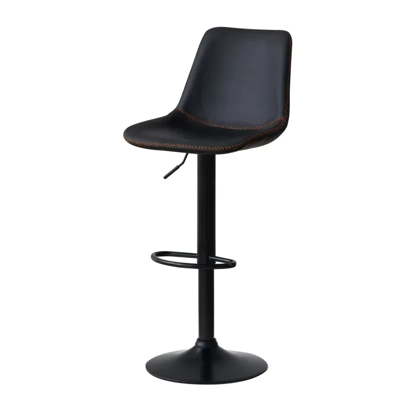 for -002 Adjustable Modern Style Leather Bar Chair with Metal Frame and Foot Pedals Black Commercial for Hotels and Dining