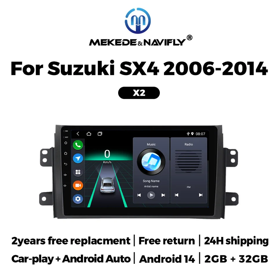 MEKEDE 2 Din Android 14 Car Radio Multimedia Video Player For