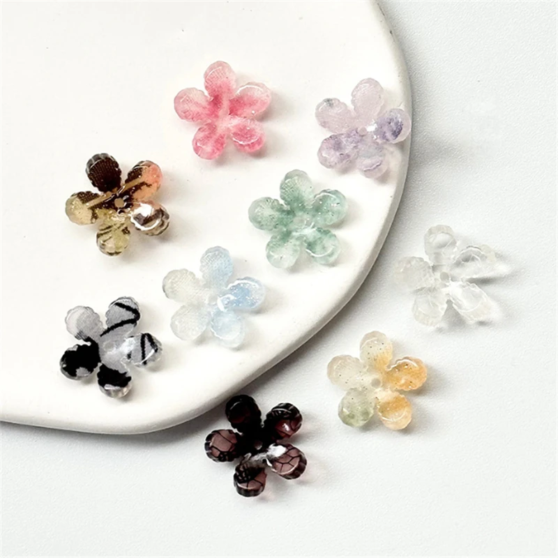 20Pcs New Acetic Acid 14MM Torus Resin Flower Beads Cap Petals Charm Connectors Diy Hair Jewelry Making Accessories