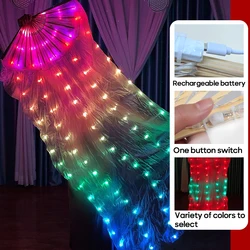 Belly Dance Accessories Electric LED Veil Fan Real Silk Adult Belly Dancing Stage Performance Carnival Personal Practice