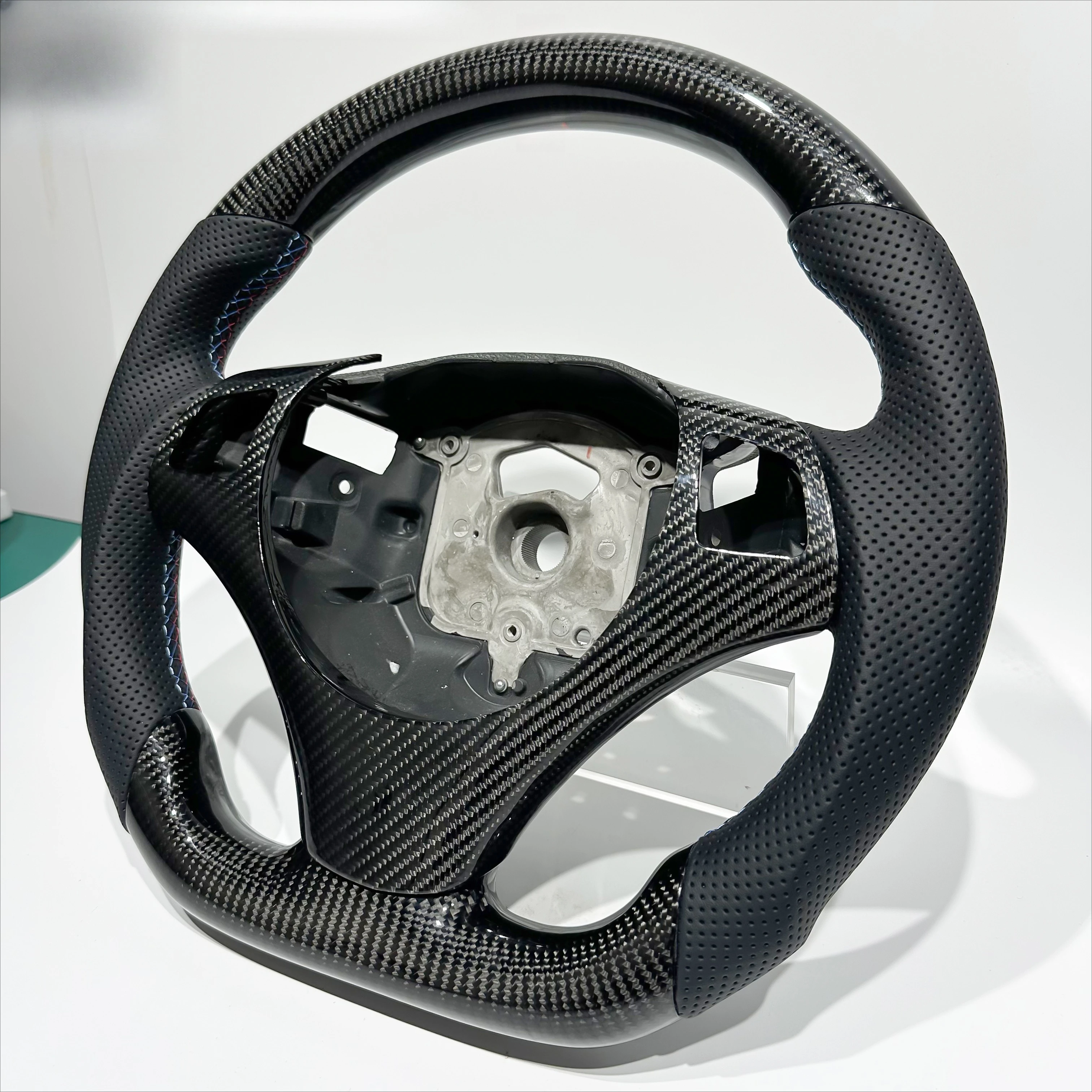 For US Warehouse M Shifting Strip Carbon Fiber Steering Wheel for BMW E90 E92 No Paddle Shifter Interface