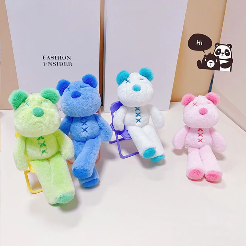 1Pcs Sweet Cool Personality Bear peluche portachiavi Cartoon Trend Bear Doll ciondolo borsa a tracolla zaino decorazione peluche Charm