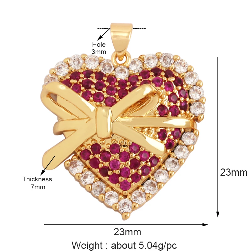 Creative Love Heart Crown Eiffel Tower Zircon Charm Pendant,Geometry 18K Real Gold Plated Jewelry Findings Supplies M64