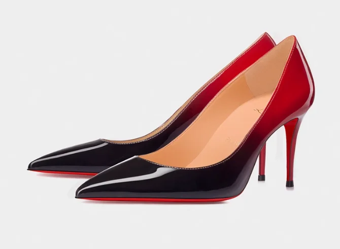 

Spring Pointed High Heels Thin Heels Light Lipstick Bottom Black Milk Tea Gradient Professional Sexy Banquet Single Shoes