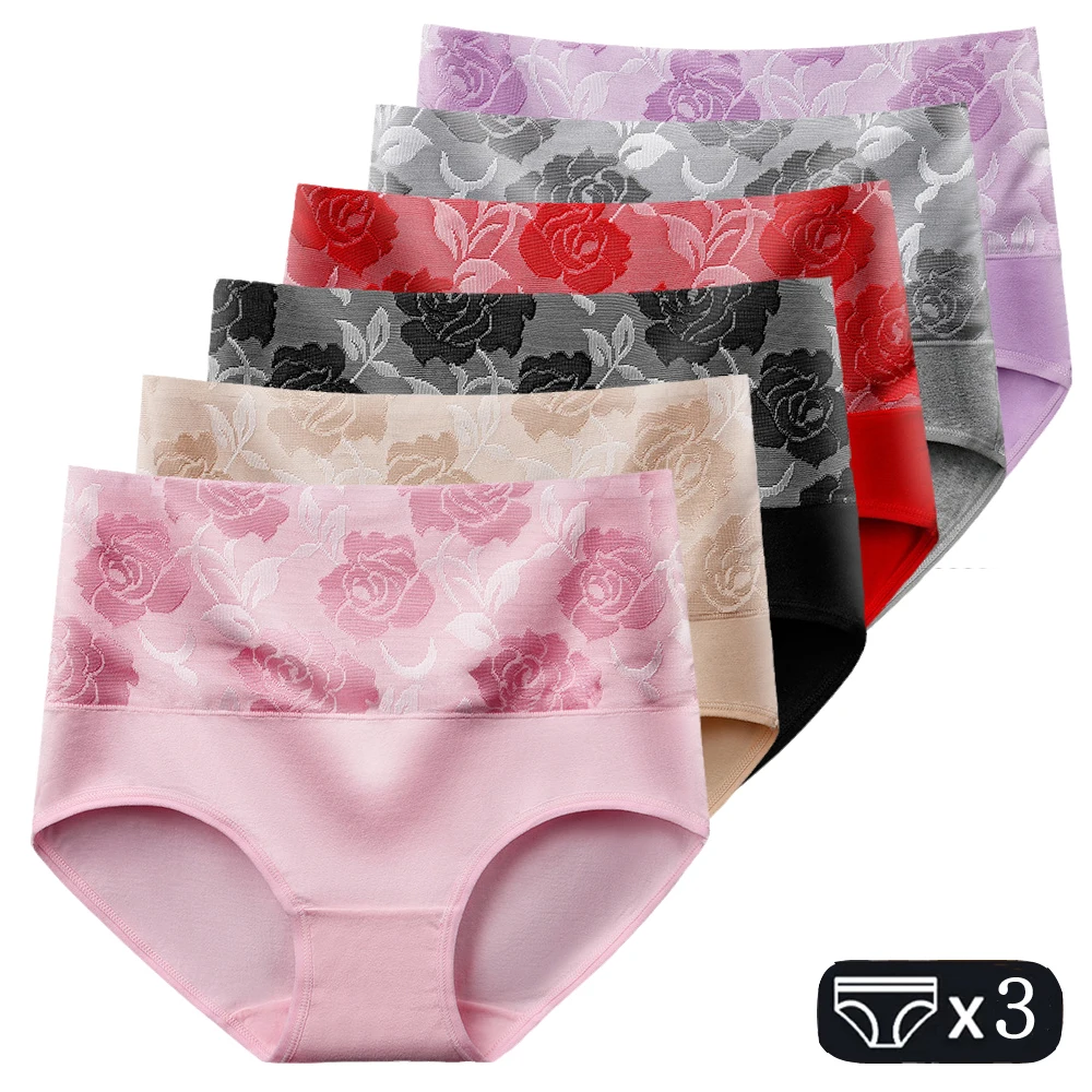 3Pcs/Lot Women\'s Underwear Plus Size Cotton Panties High Waist Briefs Sexy Lingeries Female Pantys 5XL Seamless Underpant Girls