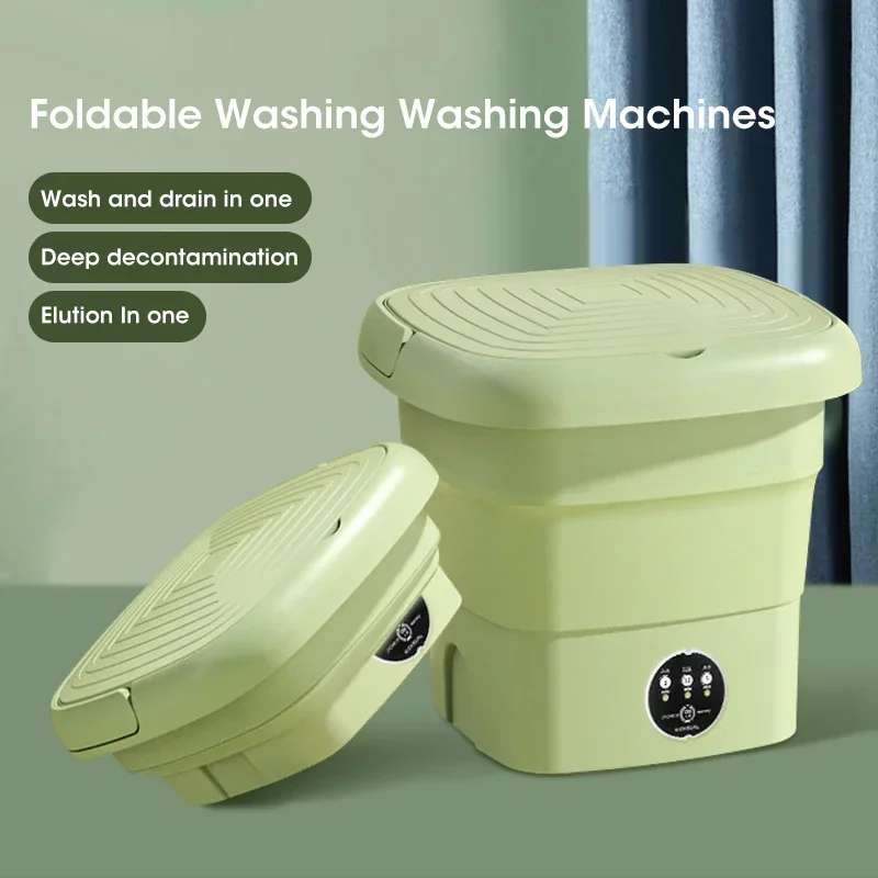 Foldable Mini Washing Machine with Centrifugal Dehydration, Portable Small Washer for Underwear Socks Clothes, Compact Travel La