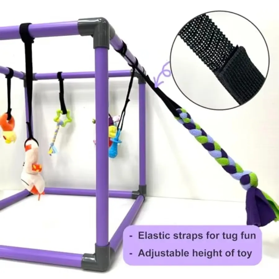FurStarSmall Dog Puppy Play Gym With 8 Hanging Toys Jungle Playground In Bright Colors For Interactive Fun And Mental Enrichment
