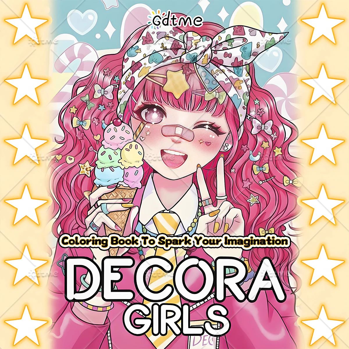 DECORA GIRLS Malbuch für Erwachsene mit Cartoon-Motiven und Einfachen Mustern zur Entspannung, DIY Mal- und Zeichenbücher für Jugendliche