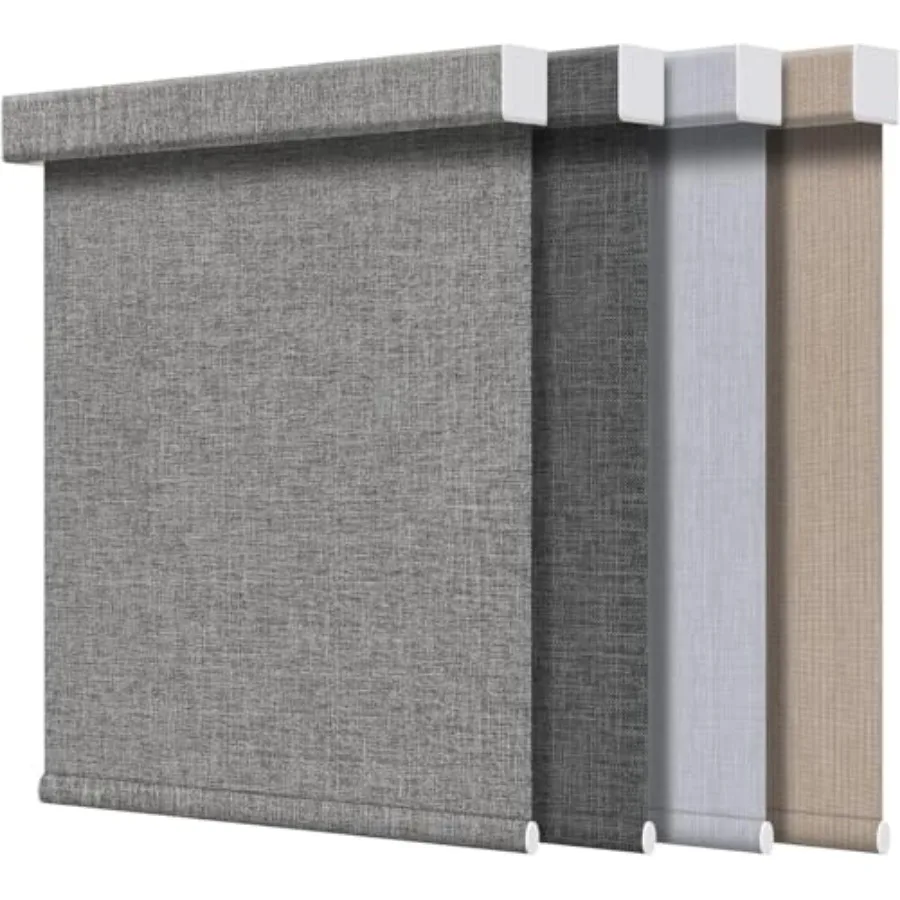 

Free-Stop Blackout Roller Shades for Windows, Hemp-Dark Gray 34.5"x72" 100% Blackout Blinds for Indoor, Textured Fabrics Cordle
