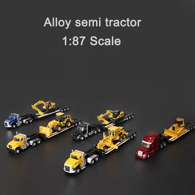 

1:87 Kenworth T880s CAT CT681 Container Carrier Truck Trailer Tractor Excavator Alloy Engineering Model Collection Display Gift