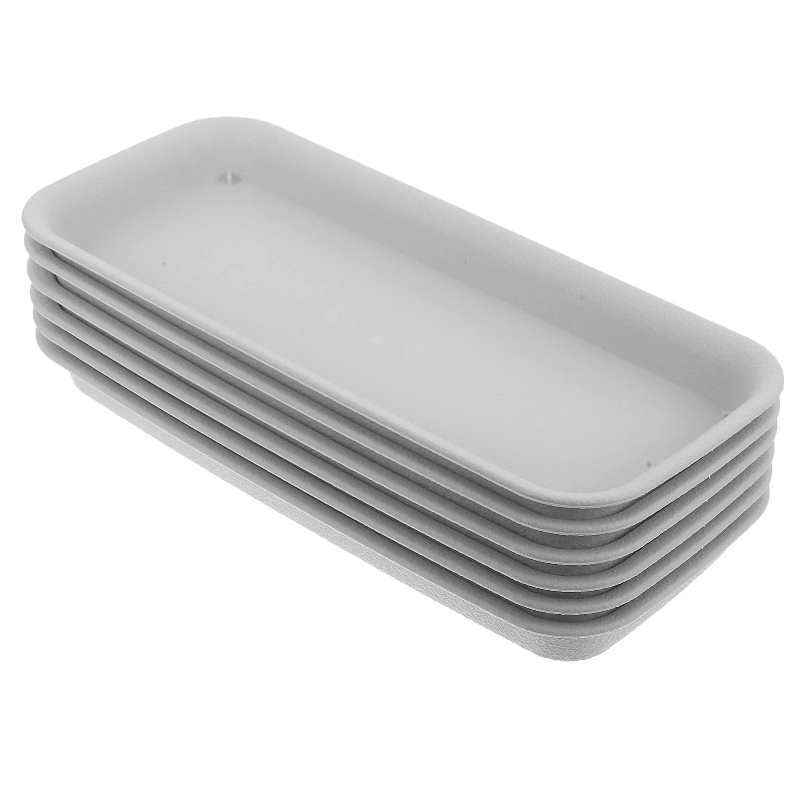 

6pcs Rectangular Flower Pot Tray 27x10.5cm Beige Prevent Leakage Reusable PP Material Planter Accessories Garden Supplies