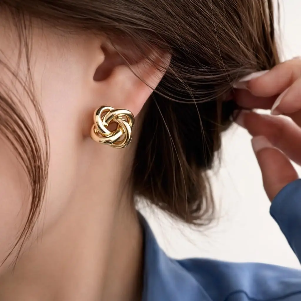 

Элегантные женские серьги-узелки с позолотой из 18-каратного золота – вневременный стиль и изысканность, золотые серьги для женщин