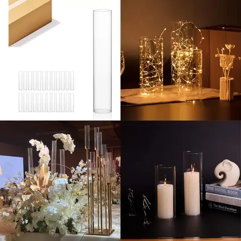 Helder glazen orkaan kaarshouder, breed 2,5 diameter, 14 hoog, cilinderontwerp, open uiteinde voor kaarsenkap