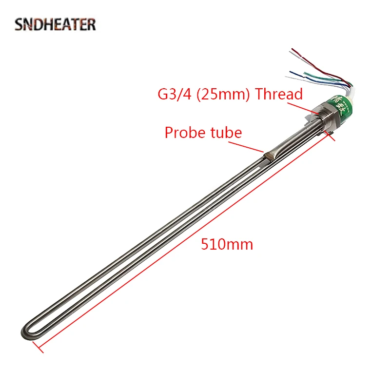 SNDHEATER 220V 1500W Solar Water Heating Element G3/4 25MM Thread Side Inserted Electric Heater Supply with Thermocouple 3 Wires