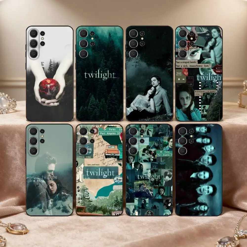 

T-Twilight Series Phone Case For Samsung S26,S25,24,23,22,30,21,10,9,Ultra,Plus,Lite,FE Soft Black Case