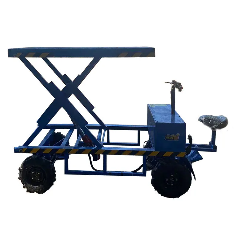 Customized indoor and outdoor foldable 500 kgs electric scissor lift trolley for greenhouse picking