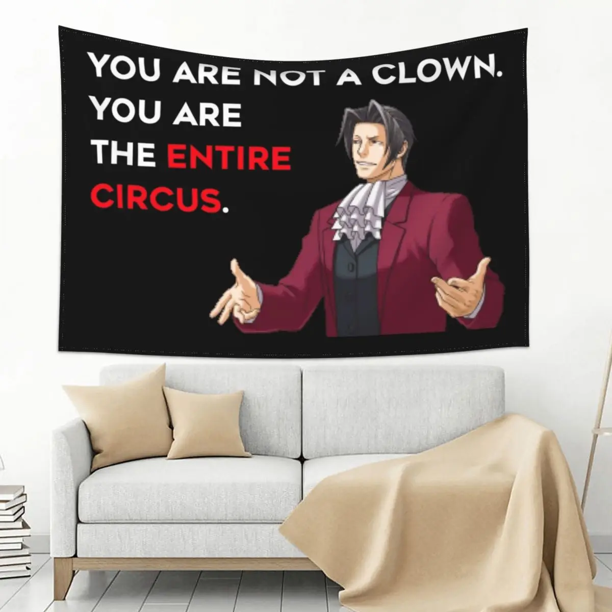 

Miles Edgeworth Entire Circus Quote Tapestry