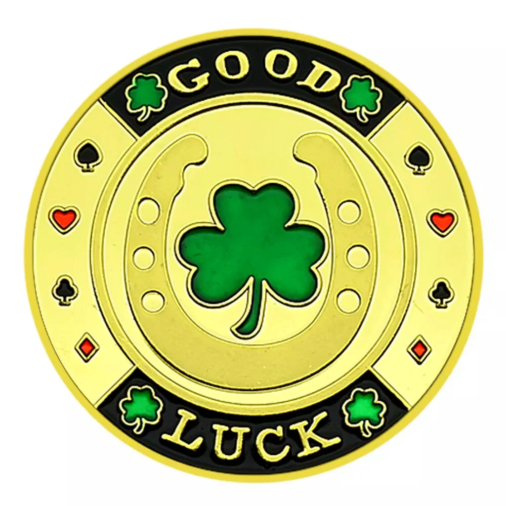 Have one to sell? Sell now New Chip Coin Gold Plated Shamrock Poker Good Luck Medal Gold Coin Art Crafts