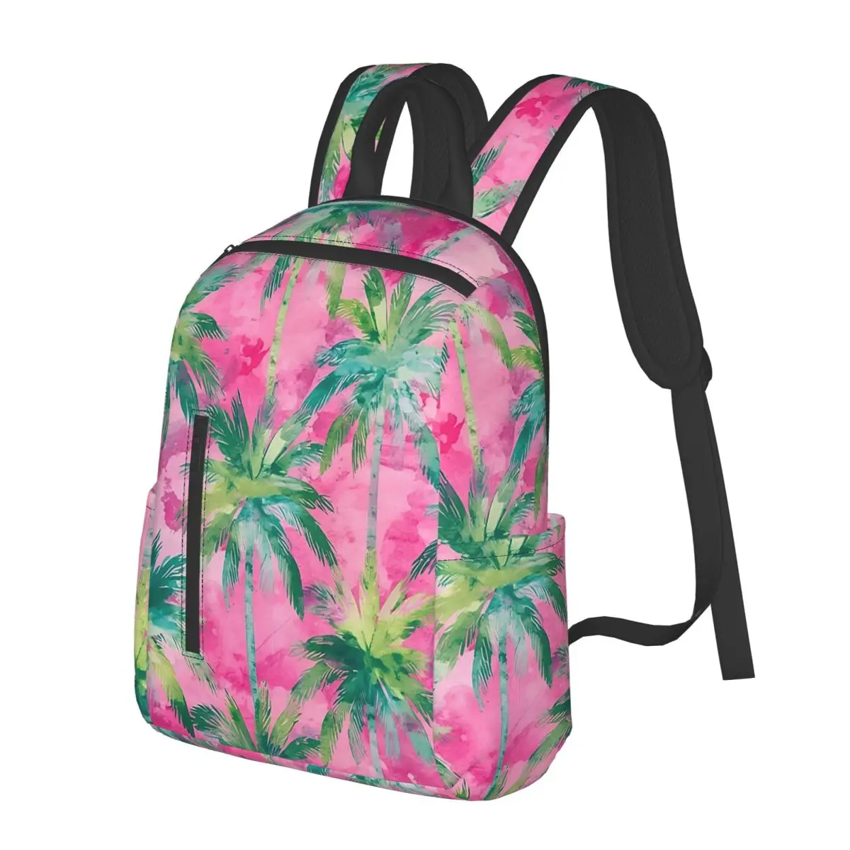 

Pink And Green Palm Tree Painting Student Backpack School Bag Hiking Travel Daypack for Men Women Bookbag Shoulder Bags