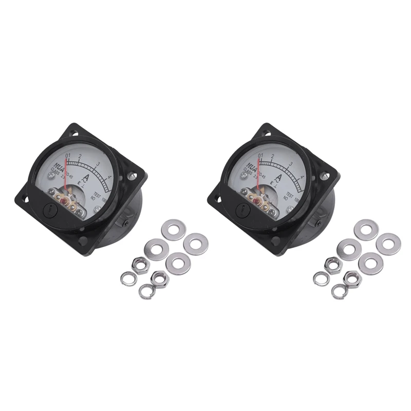 

2X Class 2.5 Accuracy AC 0-5A Analog Panel Round Meter Ammeter Meter Black