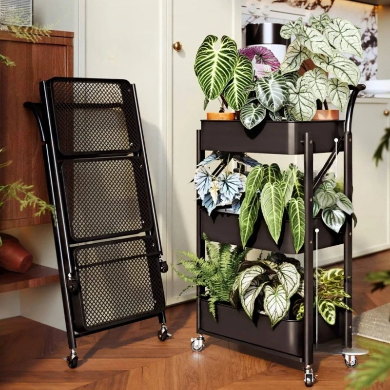 balcony cart plant stand multi-functional save space multi-layer Shelf for flowers green plant balkon möbel Outdoor furniture