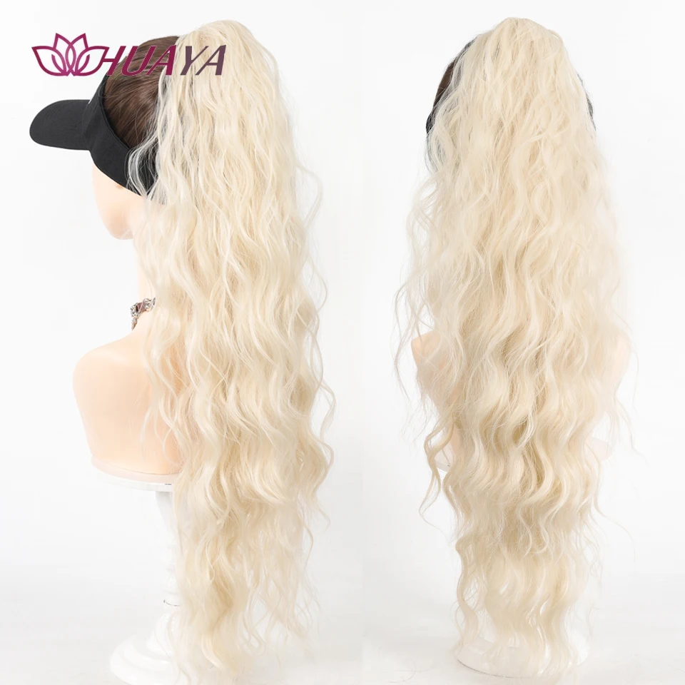 Synthetic Claw Clip Long Wavy Curly Ponytail Extension 26 inch Drawstring Ponytail For Women Black Brown Gold Pony Tails Hairpie