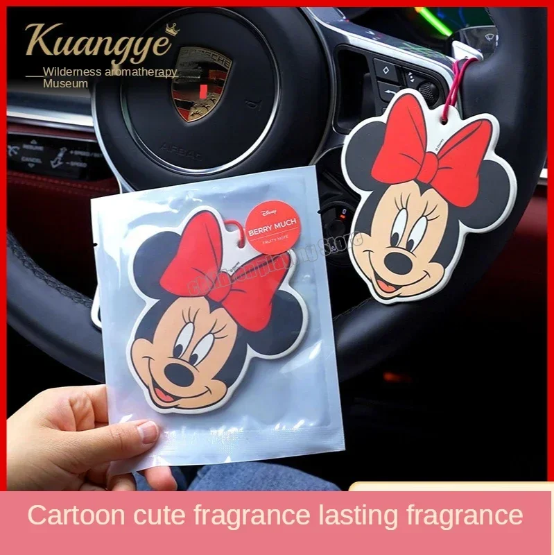 Disney Mickey Mouse Car Pendant Rearview Mirror Fragrant Piece Pendant Aromatherapy Water Card Removes Odor Car Decoration Gift