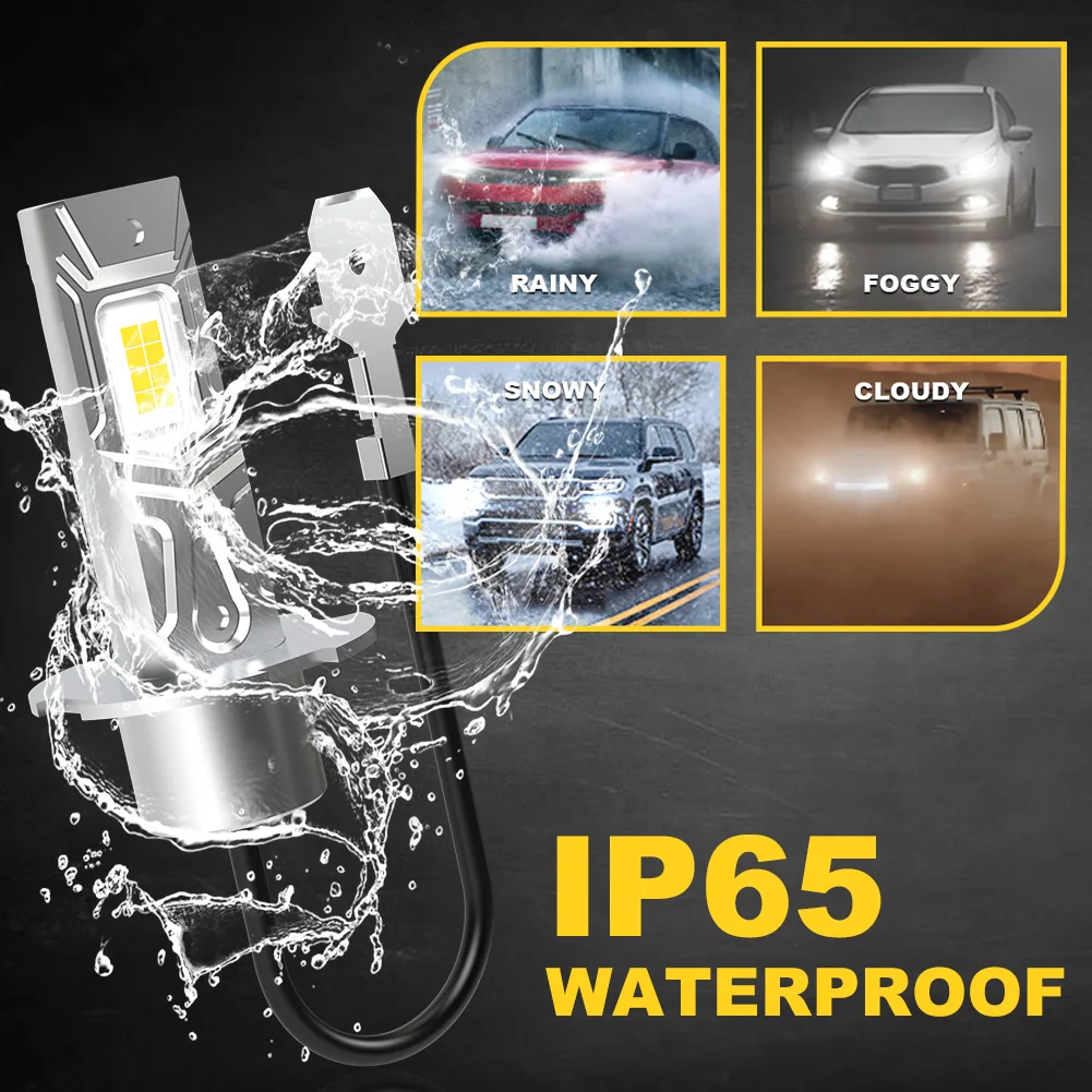 2Pcs 12V H3 LED Fog Light Bulb Super Bright 6000K White Car Driving Running Lamp Headlight DRL Fanless 1:1 Design Good Quality