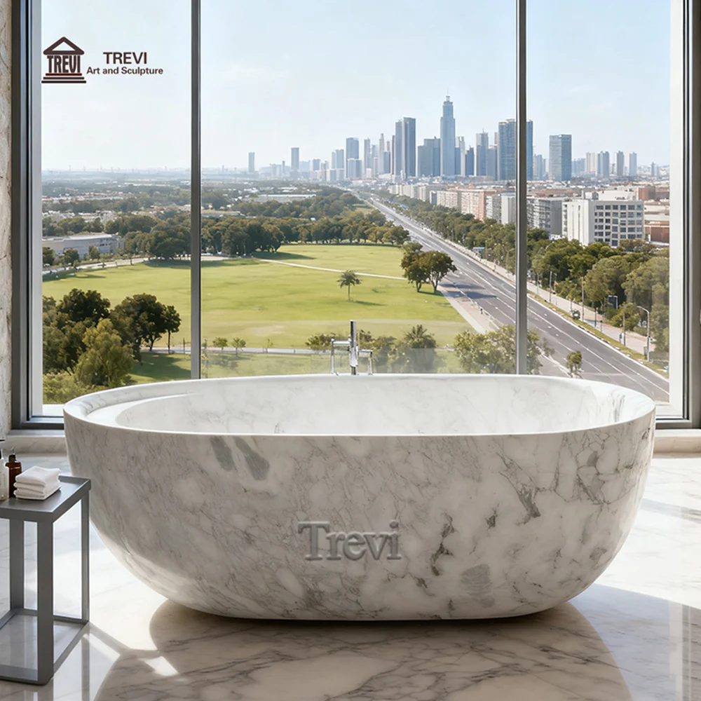 Luxury Stone Baths,TREVI   Natural Stone Luxury  standing Carved Marble Bathtub Price For Luxury Hotel Bathroom Use