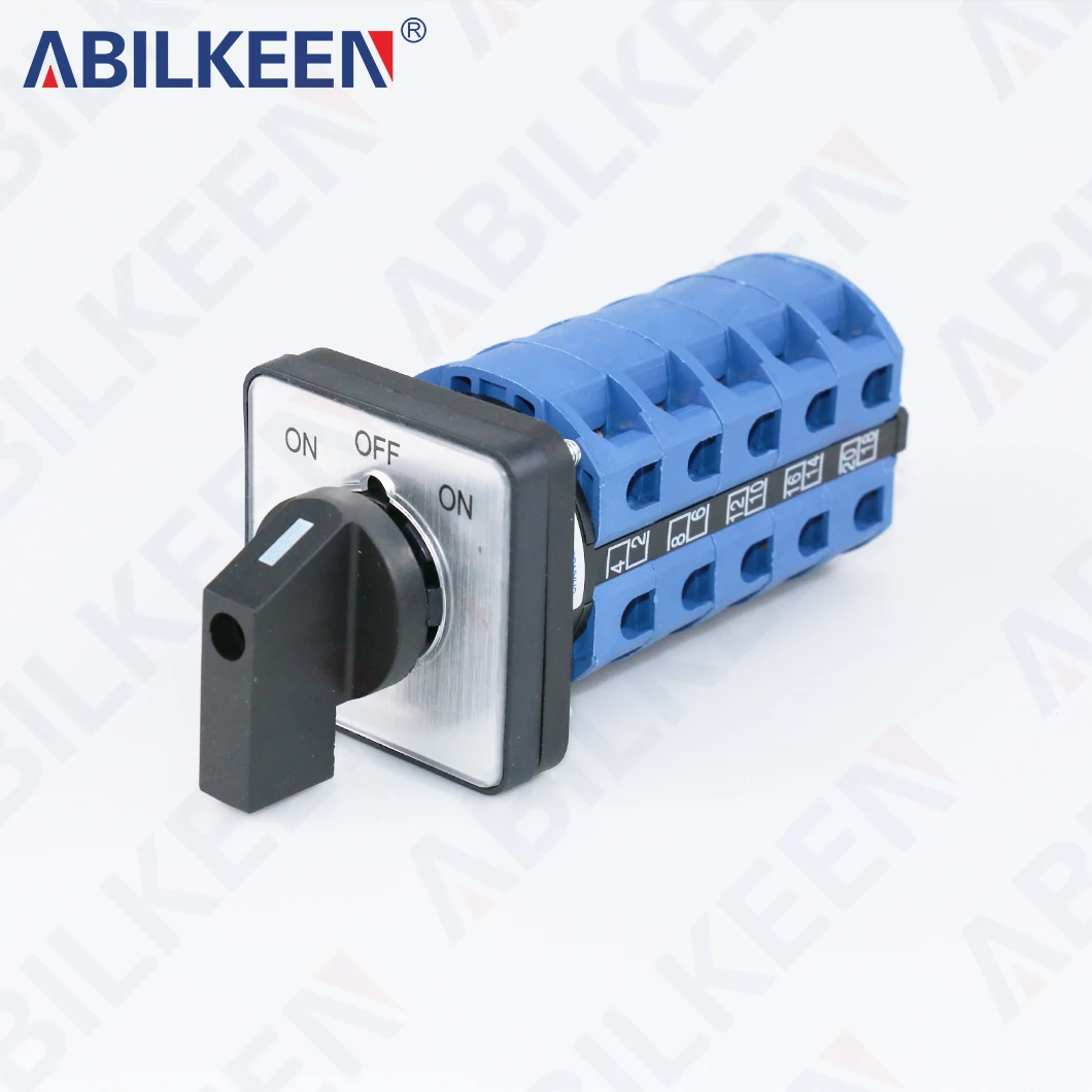

ABILKEEN ВКЛ-ВЫКЛ-ВКЛ, трехступенчатый переключатель преобразования мощности, 440 В, 20 А, поворотная ручка нагрузки, переключатель CAM, 5 секций, 20-контактный разъем