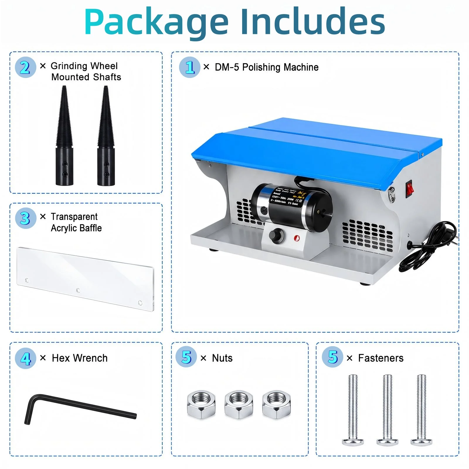 NIUPIKA Professional Bench Polishing Machine Jewelry 110V 220V Bench Grinder Bench Polisher Motor With Dust Collector 800W ﻿
