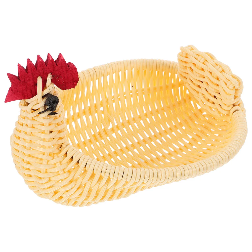 

Woven Storage Basket Chicken Shaped Multifunctional Home Decor Figurine Cute Animal Fruit Holder Easter Kitchen Bedroom