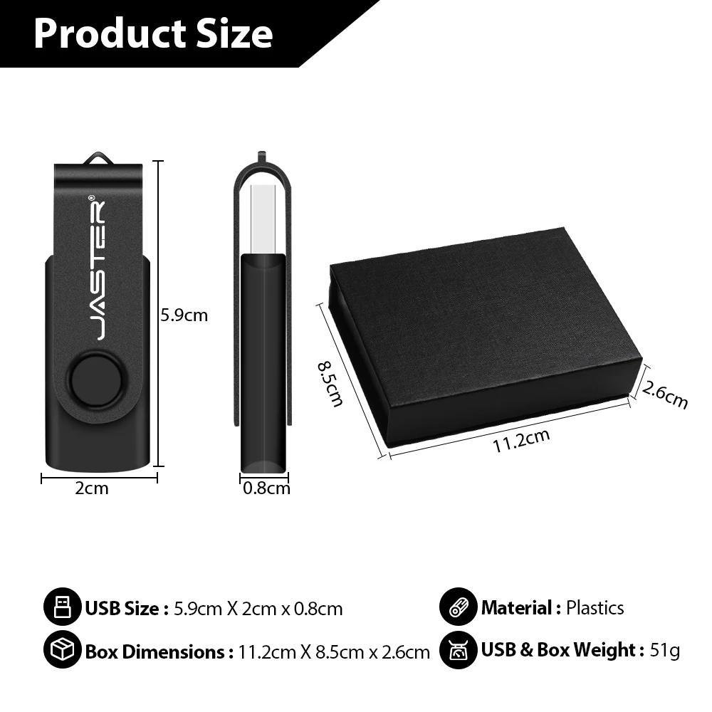 Black Box USB 3.0 High Speed Pen Drive Free Custom Logo USB Flash Drive 64GB Color Printing Memory Stick Creative Business Gift