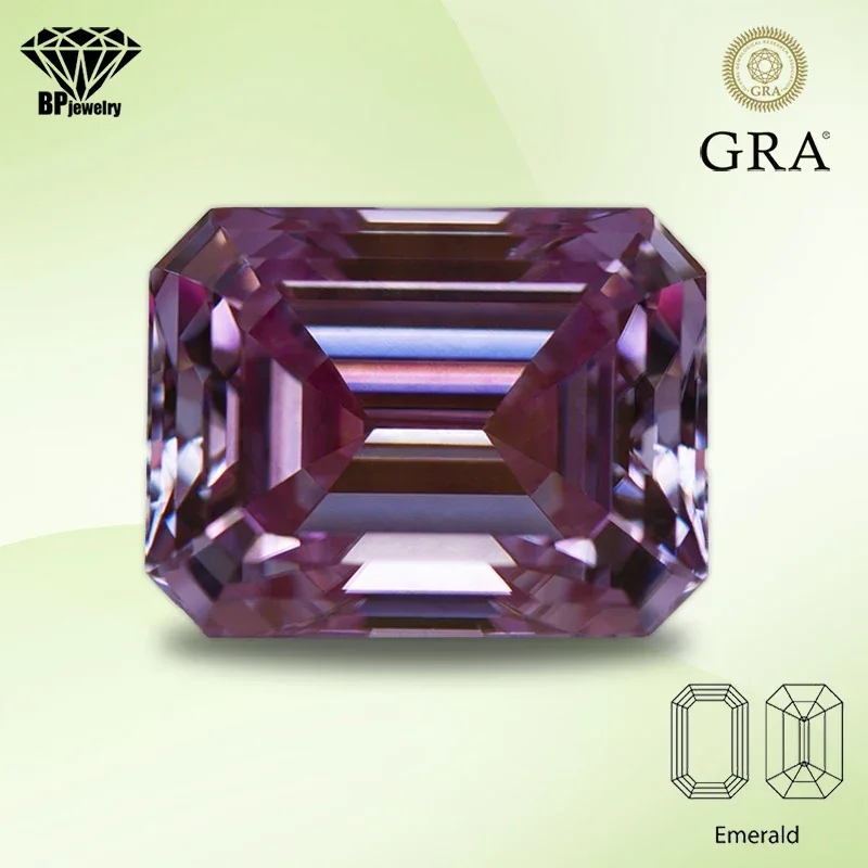 

Moissanite Lab Grown Diamond Sakura Pink Color Emerald Cut Gemstone for Advanced Jewelry Making Materials with GRA Certificate